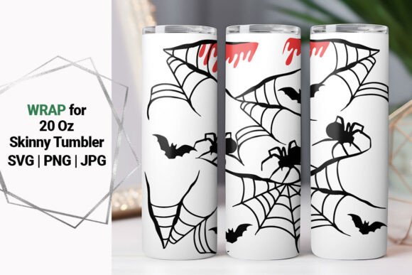 20 Oz Skinny Tumbler Spiderweb Wrap