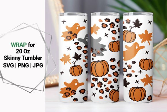20oz Tumbler Halloween Wrap, Ghost