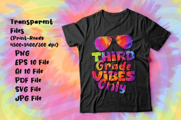 3rd Grade Vibes Only Tie Dye Kids Tee
