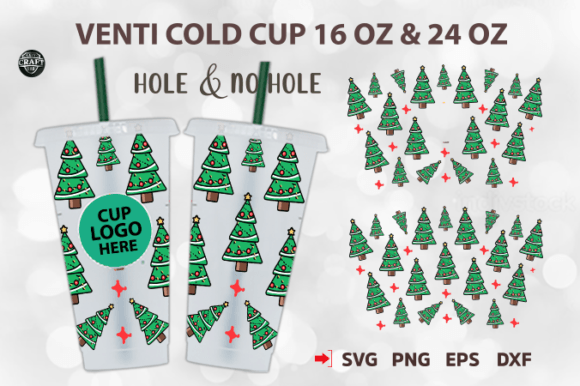 Christmas Tree Venti Cold Cup 20oz Wrap