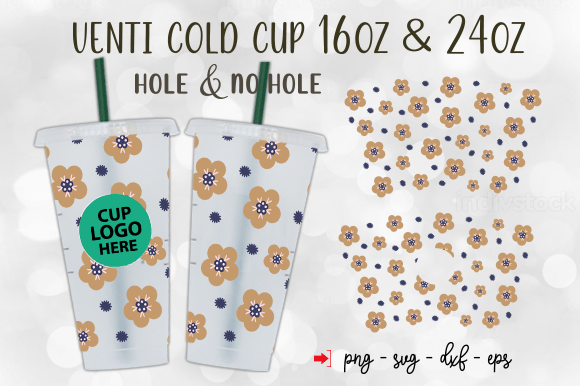 Flowers 24oz Venti Cold Cup Full Wrap