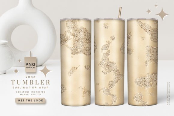 Gold Encrusted Marble Tumbler Wrap PNG