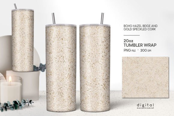 Gold Flaked Hazel Beige Cork Tumbler PNG