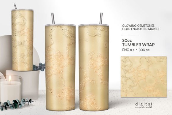 Gold Marble Soft Glow Tumbler Wrap PNG
