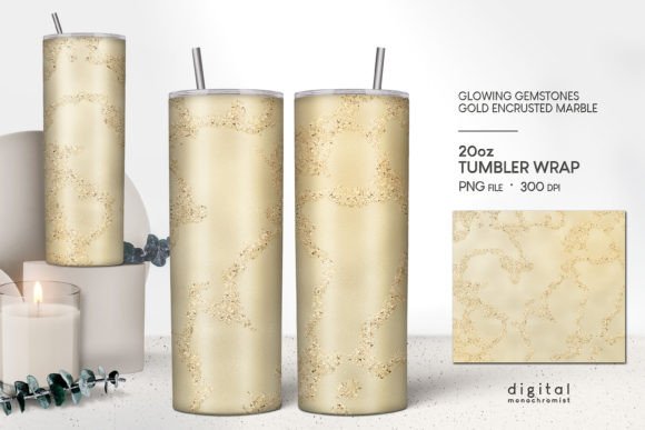 Gold Marble Yellow Glow Tumbler Wrap PNG