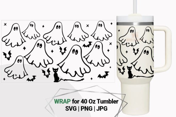 Halloween Boo Print Wrap for 40 Oz Tumb