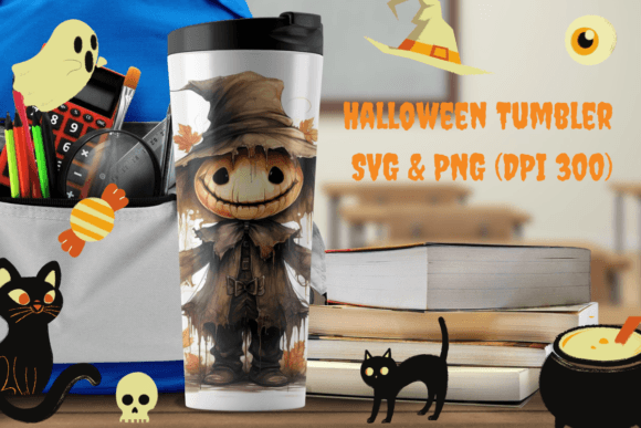 Halloween Tumbler Wrap Scarecrow Kids