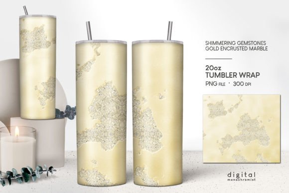 Sunny Gold Marble Tumbler Wrap PNG