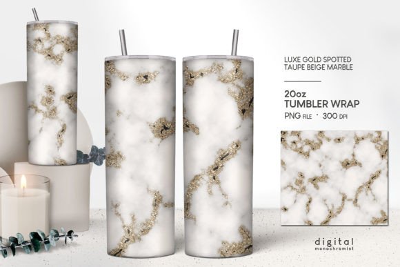 Taupe Gold Marble Tumbler Wrap PNG