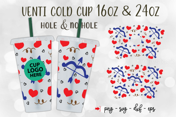 Valentine 24 Oz Venti Cold Cup Full Wrap